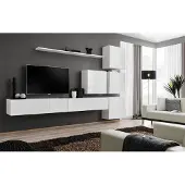 AEA Weiß Wohnwand Komplett Set 7tlg Wand Regal Wandschrank Luxus Design Einrichtung