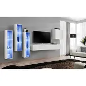 AEA Weiß Komplett Design Wohnwand Sideboard 4x Schrank RTV Lowboard TV Ständer