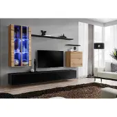 AEA Wohnwand Holzmöbel Schwarz TV-Ständer Sideboard Wandschrank Holzmöbel Neu