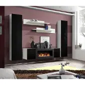 AEA Wohnwand TV-Ständer mit Kamin Wohnzimmer Designer Wandregale Wandschrank Holz