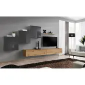 AEA Luxus Weiß Designer Moderne Wohnwand Sideboard TV Ständer Braun Wohnzimmer