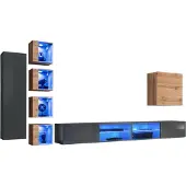 AEA Wohnzimmer Wohnwand Grau Modern Möbel TV-Ständer Wandschrank Regale
