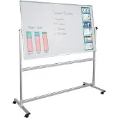 Franken Mobiles Whiteboard U-Act! Line, Querformat, 2-seitig nutzbar, Stahl weiß emailliert & Aluminium, magnethaftend, Ablageleiste, B 2200 x H 1930 mm