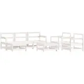 vidaXL 7-tlg. Garten-Lounge-Set Weiß Massivholz Kiefer