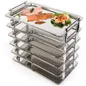 Aps 11300 System-Tablett GN 1/1 PROFI-LINE, Edelstahl, 53 x 32,5 cm, stapelbar, inkl. Distanzstücke, Nutzhöhe 4 cm, verchromte Griffe, Germany