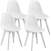 En.casa 4x Design Stühle Weiß Esszimmer Stuhl Kunststoff Skandinavisch Set []
