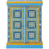 vidaXL Sideboard Massivholz Mango Türkis Handbemalt