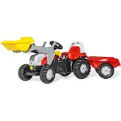 Rolly Toys Tretfahrzeug "rollyKid, Steyr CVT 6165", rot (weiß, rot), Tretfahrzeuge, KinderB:47cm H:55cm T:161cm, Kunststoff, Tretfahrzeug, Traktor mit Trailer und Lader, B:47cm H:55cm T:161cm