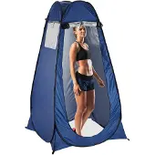Relaxdays Pop Up Umkleidezelt, H x B x T: 190 x 120 x 120 cm, Wurfzelt, wasserabweisend, kleines Packmaß, UV 50+, blau