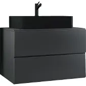 VCM 2-tlg. Waschplatz Waschtisch | schwarzes Waschbecken Unterschrank Breite 80 cm | Badmöbel Set mit Schubladen | Lendas S BL