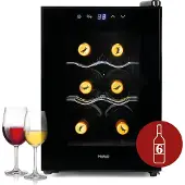 Primo PR168WK Weinkühlschrank - Weinkühler 6 Flaschen - E - Schwarz