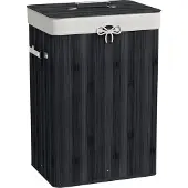 HOMCOM Laundry Hamper Bambus L40 x B30 x H60 cm Schwarz