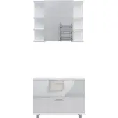 Vicco Badmöbel-Set Ilias Weiß Hochglanz 2 Teile, Unterschrank 80 cm, Model 41533
