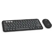 Logitech Pebble 2 Combo for Mac, Kabellos, RF Wireless + Bluetooth, Scherenschalter, AZERTY, Graphit, Maus enthalten