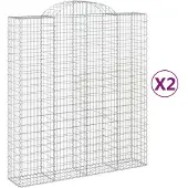 vidaXL Gabionen mit Hochbogen 2 Stk. 200x50x220/240cm Verzinktes Eisen