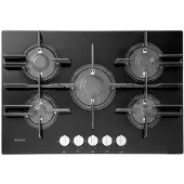 Ariston Hotpoint FTGHG 751 D/HA(BK), Schwarz, Integriert, 75 cm, Gaskochfeld, Glas, 5 Zone(n)