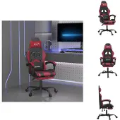 vidaXL Gaming-Stuhl mit Fußstütze Drehbar Schwarz & Weinrot Kunstleder - Gaming-Sessel