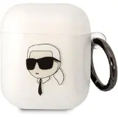 Karl Lagerfeld Karl's Head Tasche für Airpods 1/2 - Transparent