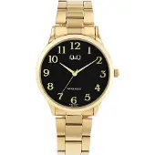 Q&Q Herrenuhr mit Edelstahlarmband, goldfarben/Zifferblatt schwarz