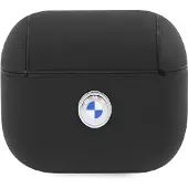 BMW BMAP2SSLBK Schutzhülle für AirPods Pro 2 (2022/2023), Farbe: Schwarz, aus echtem Leder, mit silbernem Logo