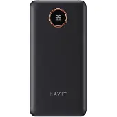 Havit PB74 Powerbank Externer Akku 10000mAh + USB-C, iOS, Micro USB Kabel mit Doppeltaschenlampe Schwarz