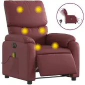 Syfax Massagesessel Elektrisch Weinrot Kunstleder