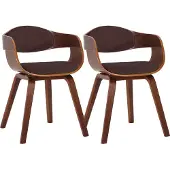 CLP 2er Set Stühle Kingston Stoff mit Polsterung und robustem Holzgestell walnuss/braun Gestell Farbe walnuss