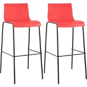 CLP 2er Set Barhocker Hover Kunststoff 4-Fuß Gestell 4-Fuß Gestell | Farbe rot Gestell Farbe schwarz