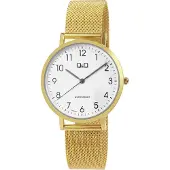 Q&Q Herrenuhr mit Milanaisearmband, Edelstahl, 3 bar, goldfarben