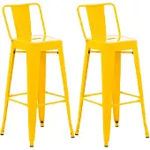 CLP Barhocker 2er Set mit Lehne im Industrial-Look Mason, mit Rückenlehne | Farbe gelb