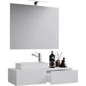 VCM 3-tlg Set | Waschplatz für Gäste WC | Gästebad mit Spiegel | Waschtisch Toilette | Badmöbel Badezimmer Set - Gudas SP