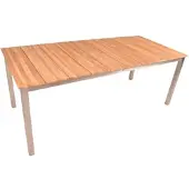DELUKE Gartentisch TINA Edelstahl Teak Natur 200x90x75cm Terrassentisch Wetterfest Outdoor Tisch