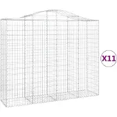 vidaXL Gabionen mit Hochbogen 11Stk. 200x50x160/180cm Verzinktes Eisen