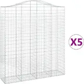 vidaXL Gabionen mit Hochbogen 5 Stk. 200x50x220/240cm Verzinktes Eisen