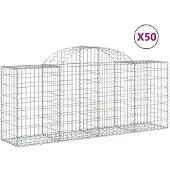 vidaXL Gabionen mit Hochbogen 50 Stk. 200x50x80/100cm Verzinktes Eisen