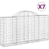 vidaXL Gabionen mit Hochbogen 7 Stk. 200x30x100/120cm Verzinktes Eisen