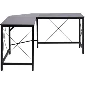 HOMCOM Computertisch L-Form Eckschreibtisch Winkelschreibtisch Natur/ Schwarz