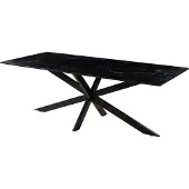 MASSIVMOEBEL24.DE MASSIVMOEBEL24 Esstisch 180x100x76 Marmor schwarz / Kreuzgestell Eisen schwarz BARCELONA #411