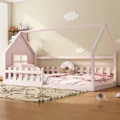 UnboxG Flachbett 90 x 200 cm, Kinderbett, Barbereich, rosa