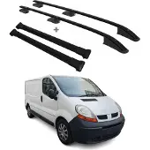 Omtec Dachreling + Dachträger für Renault Trafic Vivaro 2001-2014 Kurzer Alu Schwarz