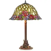 Casa Padrino Tiffany Tischleuchte Hockerleuchte im Mosaik Design, Bunt aus Glas und Metall, Durchmesser 40 cm