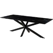 MASSIVMOEBEL24.DE Esstisch 200x100x76 Marmor schwarz / Kreuzgestell Eisen schwarz BARCELONA #412