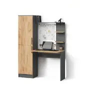 Livinity Schreibtisch Rina Anthrazit/Goldkraft Eiche 122.9 x 168 cm, Model 57373