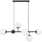 Light11 HOME Siena Schwarze Deckenleuchte 6 Flache Weisse Lampenschirme E14 Lange Arme