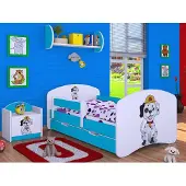 BDW , Kinderbett mit Rausfallschutz, Matratze, Schublade, Blau Superhund, 2, 160x80cm