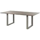MASSIVMOEBEL24.DE MASSIVMOEBEL24 Esstisch Akazie 180x90 grau lackiert / U-Beine silber matt SWISS EDGE
