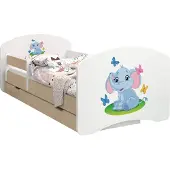 BDW Kinderbett, Doppelseitiges mit Schublade, Elefant, 140/70