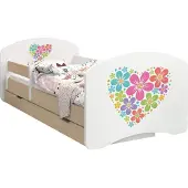 BDW Kinderbett, Doppelseitiges mit Schublade, Herz aus Blumen, 160/80