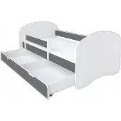 BDW , Kinderbett Jugendbett mit Schublade & Matratze, Grau, 140x70