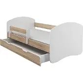 BDW , Kinderbett Jugendbett mit Schublade & Matratze, Eiche Sonoma, 140x70